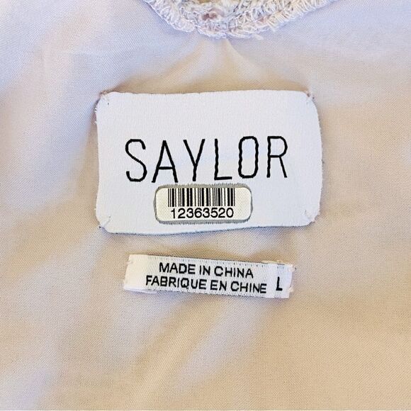 Saylor Adwoa Lilac Lace Overlay Flutter Sleeve Mini Dress Sz L - Picture 11 of 16